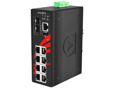 Antaira LMX-1002G-SFP - 10-Port Industrial Gigabit Light Layer 3 Managed Ethernet Switch, w/8*10/100/1000Tx + 2*100/1000 SFP Slo by ANTAIRA